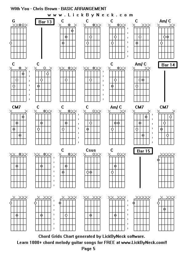 Chord Grids Chart of chord melody fingerstyle guitar song-With You - Chris Brown - BASIC ARRANGEMENT,generated by LickByNeck software.